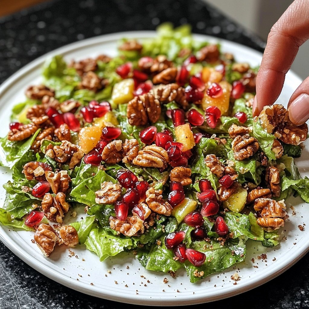 Grünkohlsalat mit Granatapfel und Walnüssen