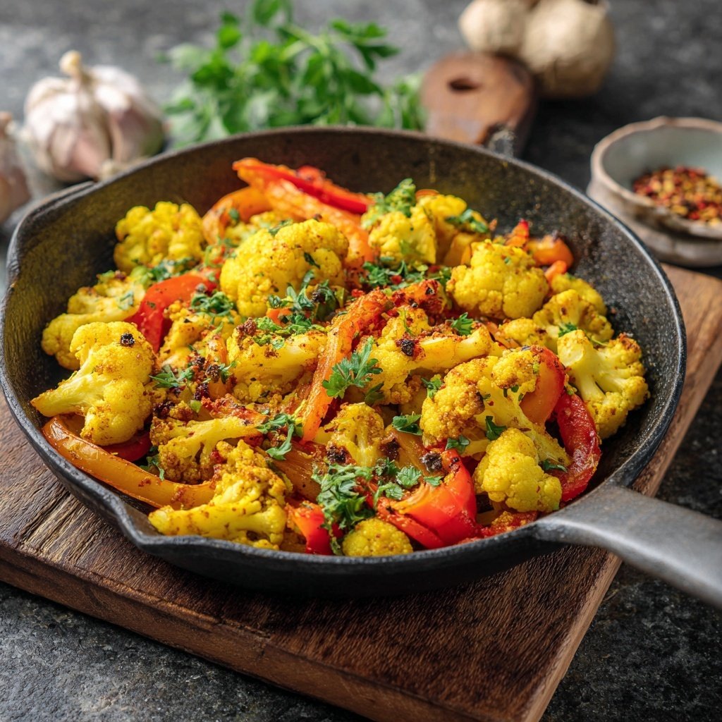 Blumenkohl Pfanne Mit Curry Gewürz