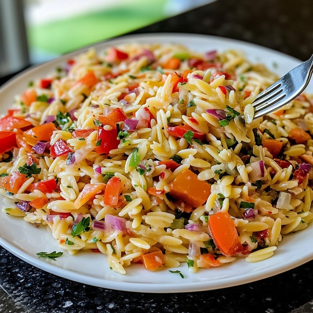 Griechischer Orzo Nudelsalat