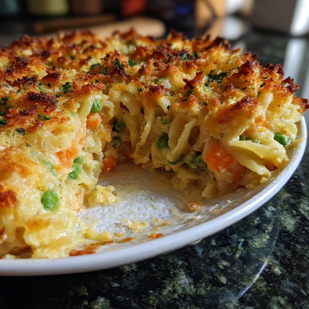 Nudelauflauf mit Erbsen und Karotten