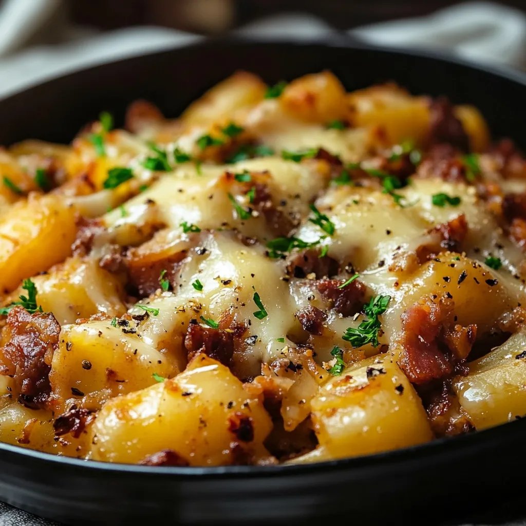 Kartoffel-Hackfleisch-Pfanne mit Käse