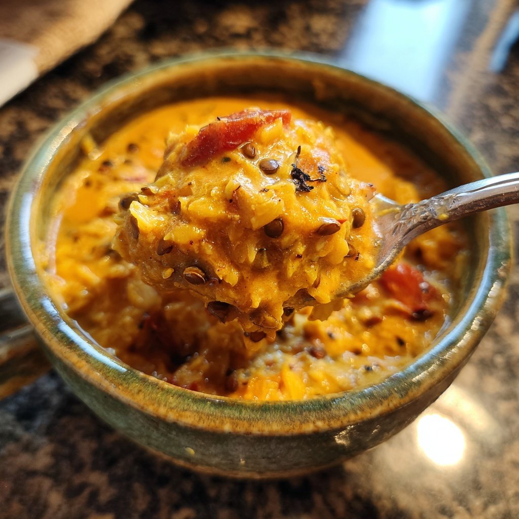 Vegetarisches Abendessen mit Linsencurry