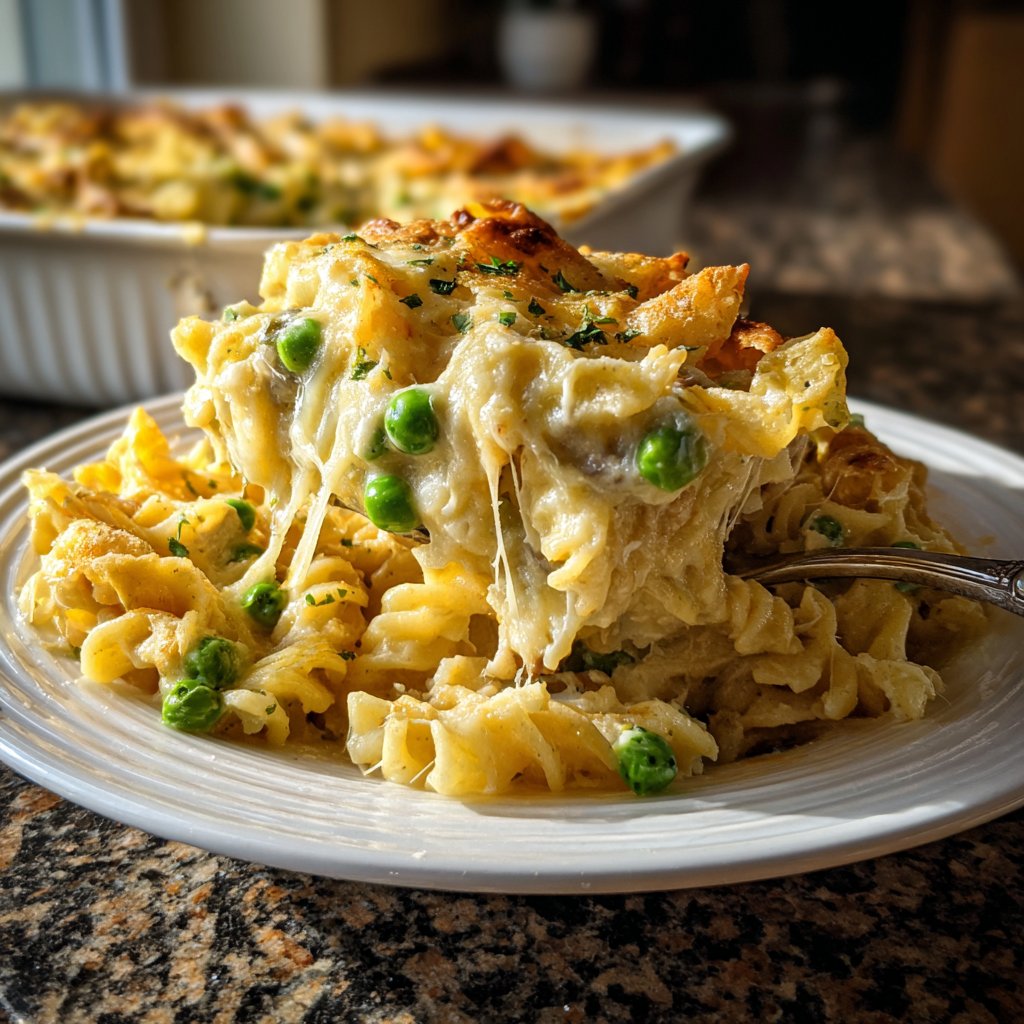 Nudelauflauf mit Erbsen